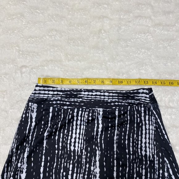 Women's A-Line Skirt Small Black Linear Linde Polyester Stretch Short Length - Picture 8 of 12